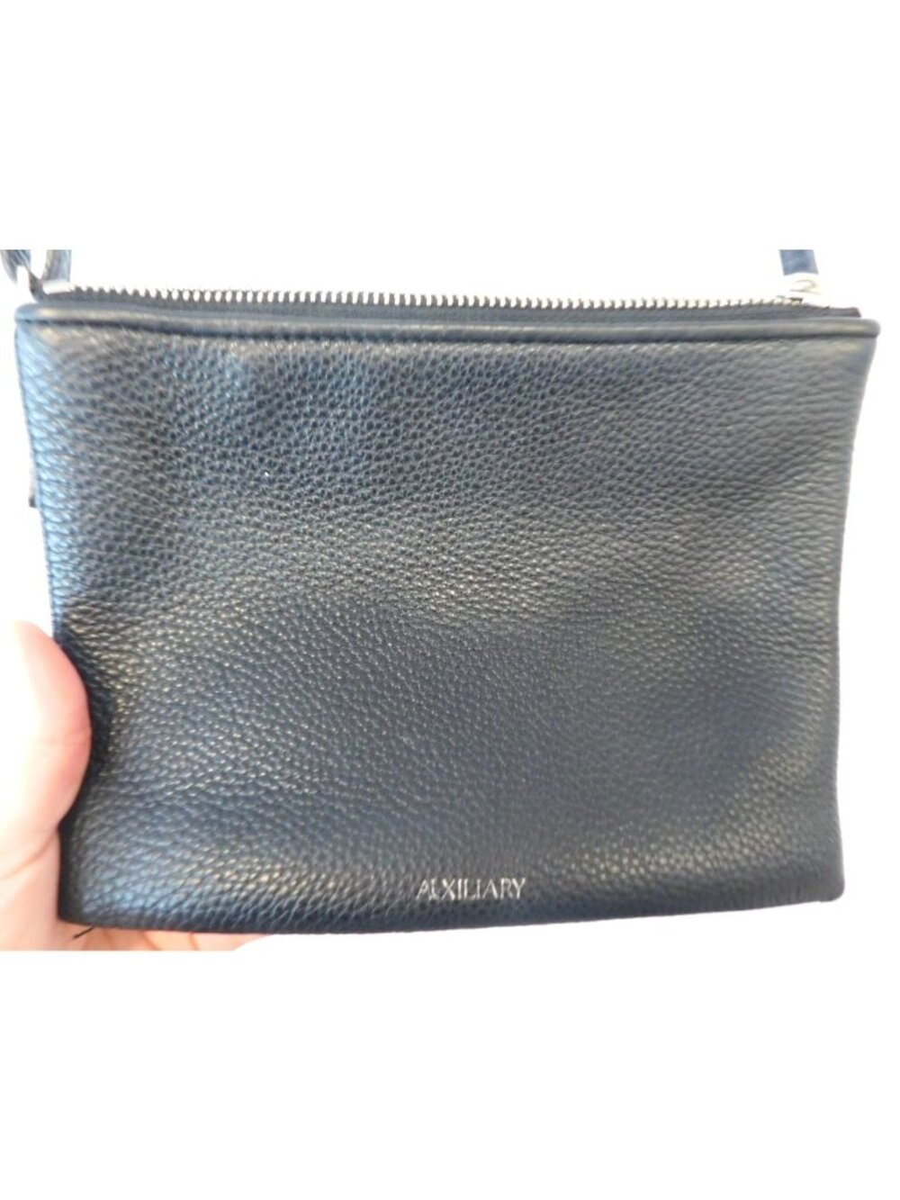 Aritzia Auxiliary Black Pebbled Leather Crossbody Bag Purse Multiple Compartment